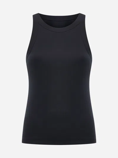 Totême Curved Ribbed-knit Jersey Swimsuit In Schwarz
