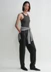 Totême Gray Curved Rib Tank Top In Charcoal Melange