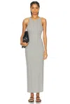Totême Ribbed Organic Cotton-blend Jersey Maxi Dress In Grey Melange