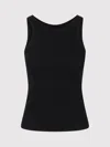 Totême 'espera' Black U Neck Rib Tank Top In Stretch Cotton Woman Toteme In Black
