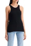 Totême 'espera' Black U Neck Rib Tank Top In Stretch Cotton Woman Toteme In Black