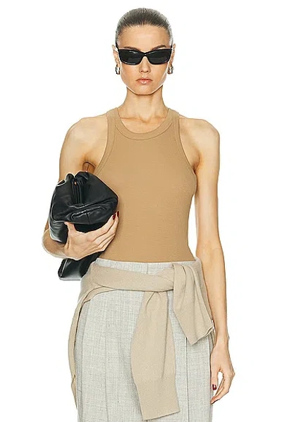 Totême Tan Curved Rib Tank Top In Camel