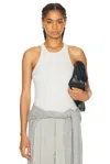 Totême Espera Ribbed Stretch Cotton-blend Top In Pale Grey Melange