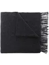 Totême Fringed-edge Wool Scarf In Dark Grey