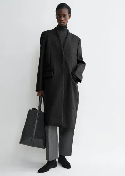 Totême Deep Pleat Coat Charcoal Melange In Gray