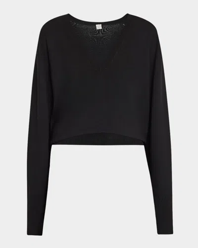Totême Deep V-neck Knit Sweater In Black