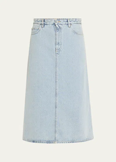 Totême Denim A-line Skirt In Light/pastel Blue