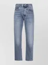 Totême Light Blue Straight Five-pockets Jeans With Logo Patch In Cotton Denim Woman