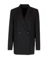 Totême Toteme Double Breasted Recycled Wool Blazer In Black