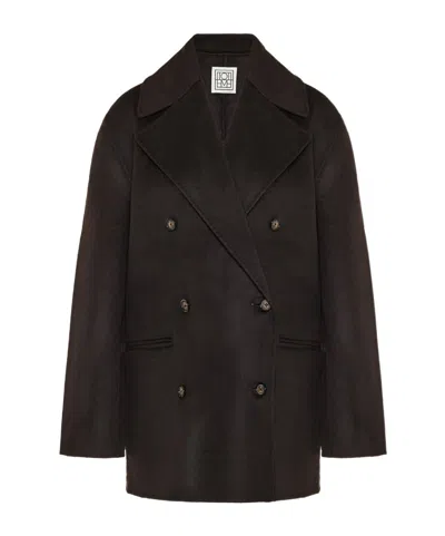 Totême Double Breasted Coat In Black