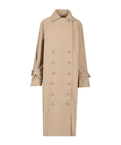 Totême Double-breasted Long-sleeved Windbreaker In Nude