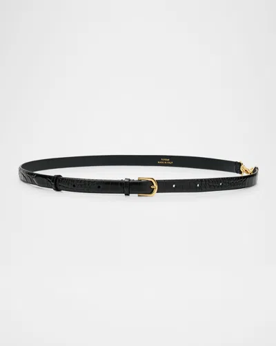 Totême Double Clasp Leather Belt In Croco 281