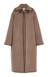 Totême Double-clasp Wool Coat In Oak Melange