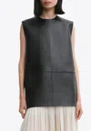 Totême Double-faced Leather Top Black In Black