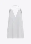 Totême Toteme Double-halter Silk Top 38 In White