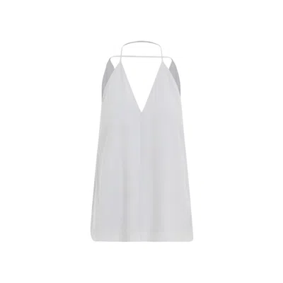 Totême Double-halter White Silk Top
