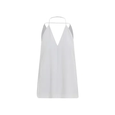 TOTÊME DOUBLE-HALTER WHITE SILK TOP