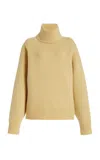Totême Double-knit Wool-cashmere Turtleneck Top In Yellow