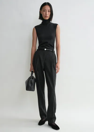 Totême Double-pleated Tailored Trousers Charcoal Melange