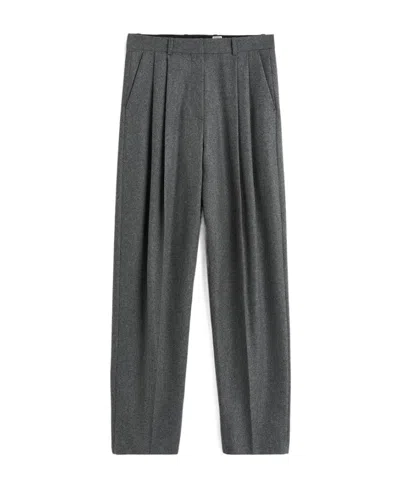 Totême Double-pleated Tailored Trousers In Grey Melange 074