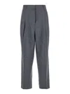 Totême Grey Pants With Belt Loops And Pences In Wool Blend Woman In Grey