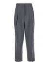 Totême Grey Pants With Belt Loops And Pences In Wool Blend Woman In Grey