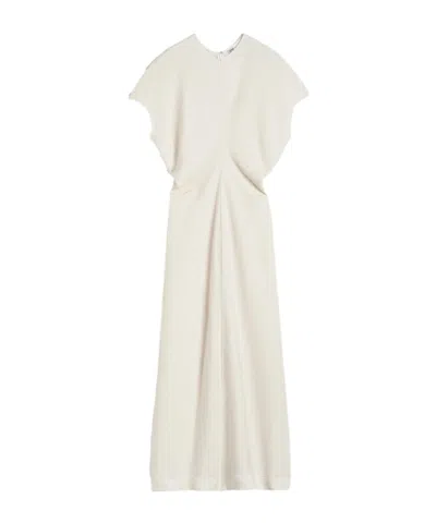Totême Draped-detailing Textured Maxi Dress In Pearl