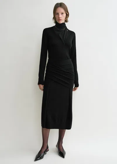 Totême Draped Fine Knit Skirt Black