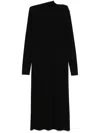 Totême Long Draped Jersey Dress In Black