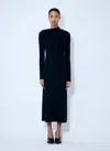 Totême Long Sleeved Asymmetric Neck Draped Dress In Black