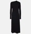 Totême Long Draped Jersey Dress In Black