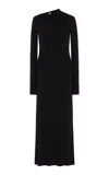 Totême Long Draped Jersey Dress In Black