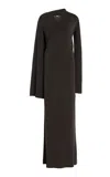 Totême Draped Jersey Maxi Wrap Dress In Black