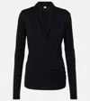 Totême Toteme Overlapped Jersey Top In Black