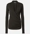 Totême Toteme Women Black Fluid Jersey Overlapped Top In Grey
