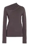 Totême Draped Jersey Top In Dark Grey