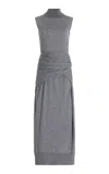 Totême Toteme Twist Detail Sleeveless Merino Wool & Silk Turtleneck Sweater Dress In Grey