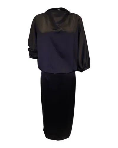 Totême Draped Midi Dress In Black Satin