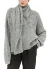 Totême Draped Scarf Brushed Finish Knitted Jumper In Grey