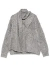 Totême Draped Scarf Brushed Finish Knitted Jumper In Grau