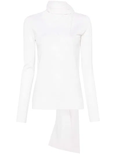 Totême Draped-scarf Sweater In White