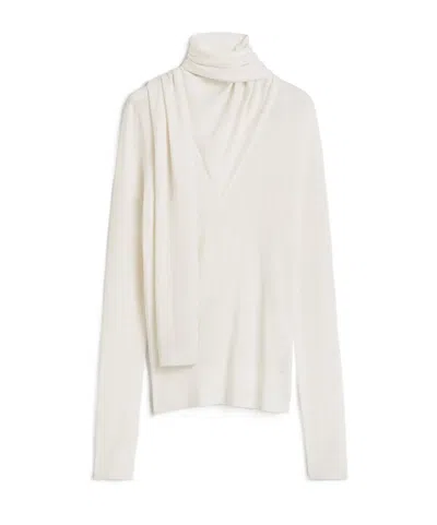 Totême Draped-scarf Sweater In White