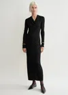 Totême Draped V-neck Dress Black In Black