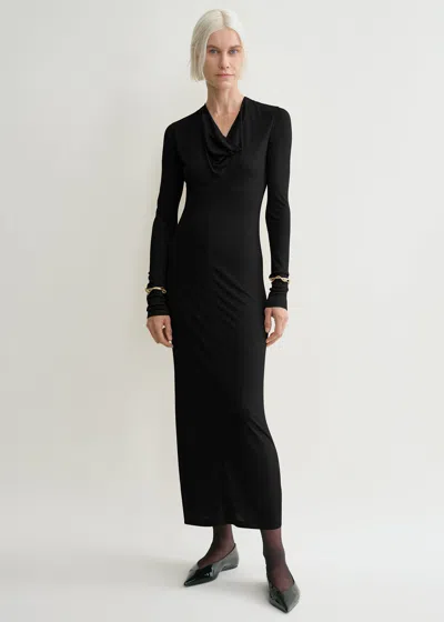 Totême Draped V-neck Dress Black