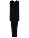 Totême Black Draped V-neck Maxi Dress In Black