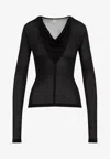 Totême Draped V-neck Top Extra-long Sleeves In Black
