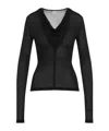 Totême Draped V-neck Top Extra-long Sleeves In Black