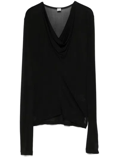 Totême Draped V-neck Top In Black