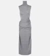 Totême Toteme Twist Detail Sleeveless Merino Wool & Silk Turtleneck Sweater Dress In Grey