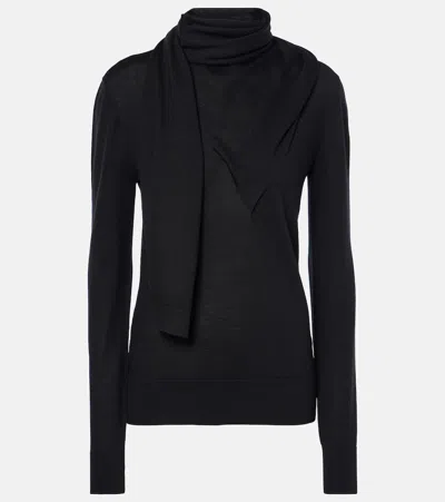 Totême Toteme Scarf-effect Wool-blend Jumper In Black